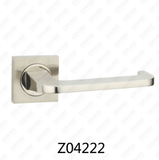 Zamak Zinc Alloy Aluminum Rosette Door Handle with Round Rosette (Z04222)