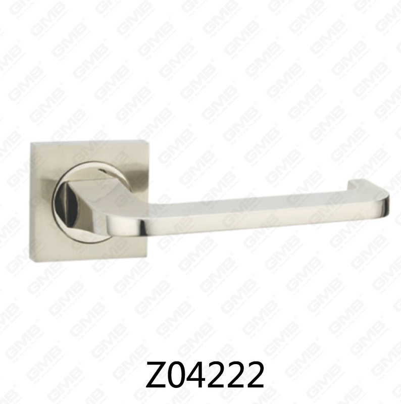Zamak Zinc Alloy Aluminum Rosette Door Handle with Round Rosette (Z04222)