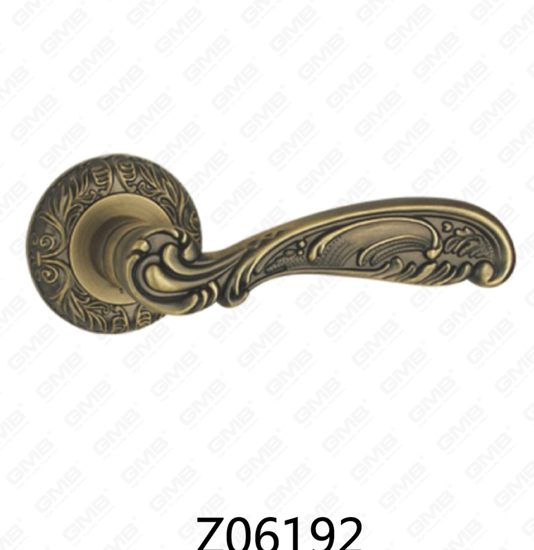 Zamak Zinc Alloy Aluminum Rosette Door Handle with Round Rosette (Z06192)