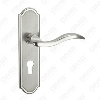 Door Handle Pull Wooden Door Hardware Handle Lock Door Handle on Plate for Mortise Lockset by Zinc Alloy or Steel Door Plate Handle (CM591-C76-K)