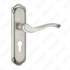 Door Handle Pull Wooden Door Hardware Handle Lock Door Handle on Plate for Mortise Lockset by Zinc Alloy or Steel Door Plate Handle (CM590-C13-K)