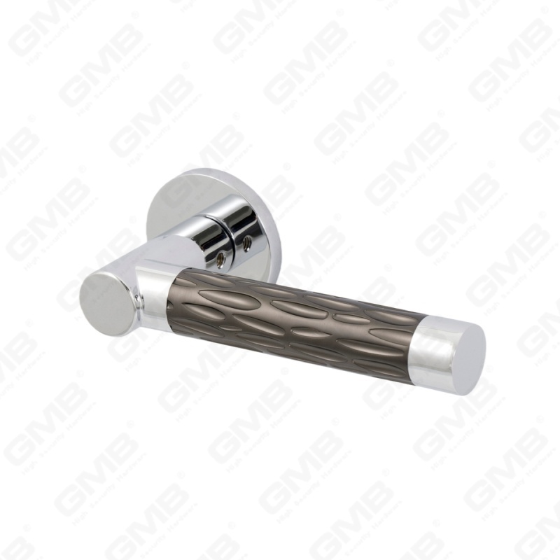 Modern Simple Solid Zinc Alloy Split Door Lock Handle on Round Rosette（Z062413）