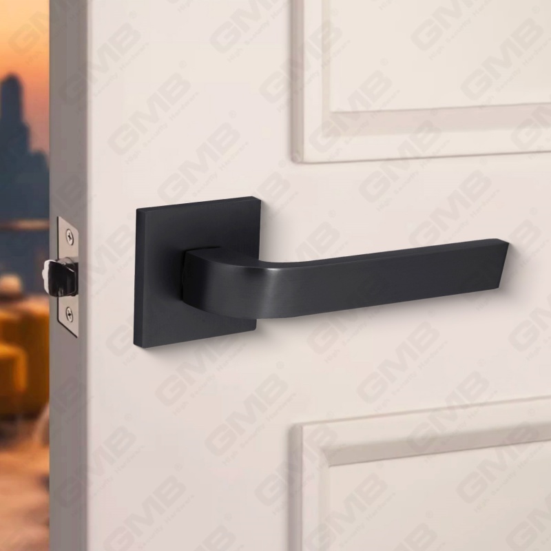 Modern Simple Solid Zinc Alloy Split Door Lock Handle on Square