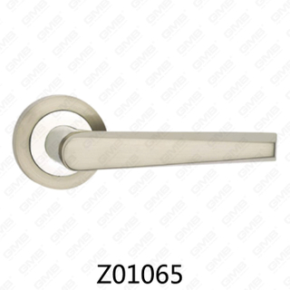 Zamak Zinc Alloy Aluminum Rosette Door Handle with Round Rosette (Z01065)