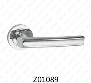 Zamak Zinc Alloy Aluminum Rosette Door Handle with Round Rosette (Z01089)