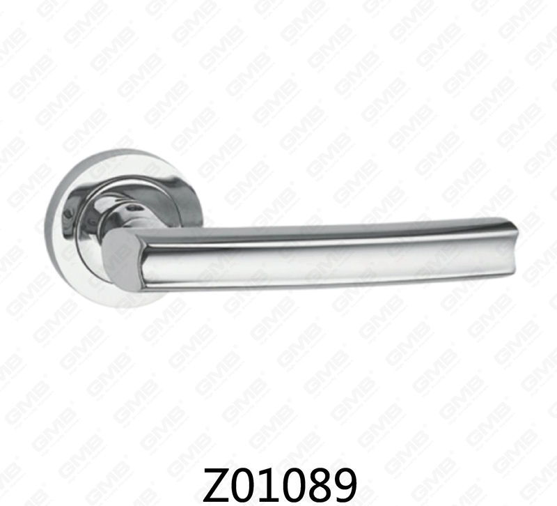 Zamak Zinc Alloy Aluminum Rosette Door Handle with Round Rosette (Z01089)