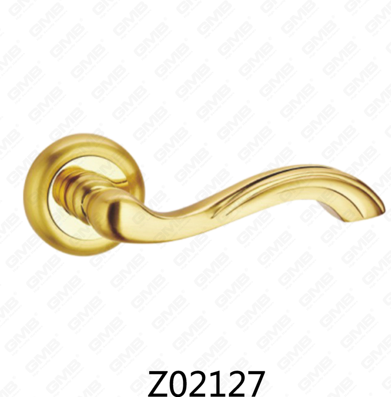 Zamak Zinc Alloy Aluminum Rosette Door Handle with Round Rosette (Z02127)