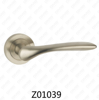 Zamak Zinc Alloy Aluminum Rosette Door Handle with Round Rosette (Z01039)