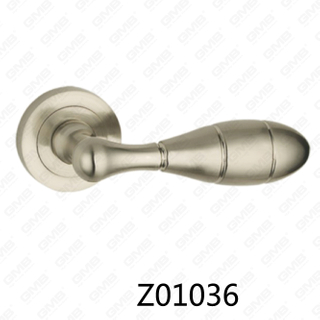 Zamak Zinc Alloy Aluminum Rosette Door Handle with Round Rosette (Z01036)