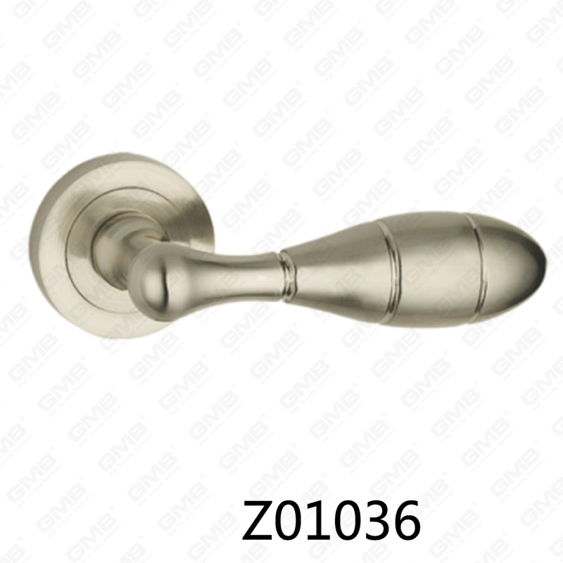 Zamak Zinc Alloy Aluminum Rosette Door Handle with Round Rosette (Z01036)