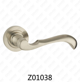 Zamak Zinc Alloy Aluminum Rosette Door Handle with Round Rosette (Z01038)