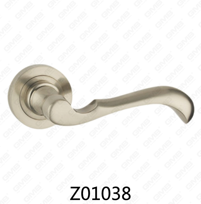 Zamak Zinc Alloy Aluminum Rosette Door Handle with Round Rosette (Z01038)
