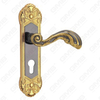 Door Handle Pull Wooden Door Hardware Handle Lock Door Handle on Plate for Mortise Lockset by Zinc Alloy or Steel Door Plate Handle (CM598-C48-KJ)