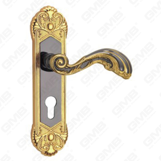 Door Handle Pull Wooden Door Hardware Handle Lock Door Handle on Plate for Mortise Lockset by Zinc Alloy or Steel Door Plate Handle (CM598-C48-KJ)