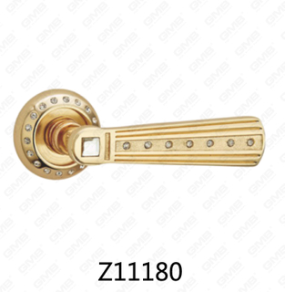 Zamak Zinc Alloy Aluminum Rosette Door Handle with Round Rosette (Z11180)