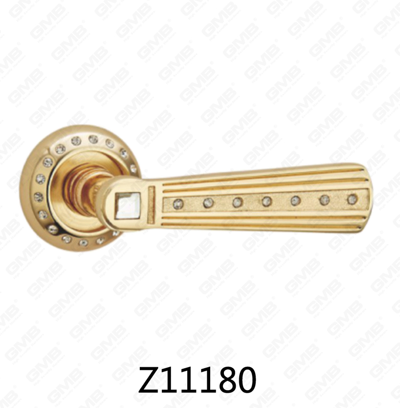 Zamak Zinc Alloy Aluminum Rosette Door Handle with Round Rosette (Z11180)