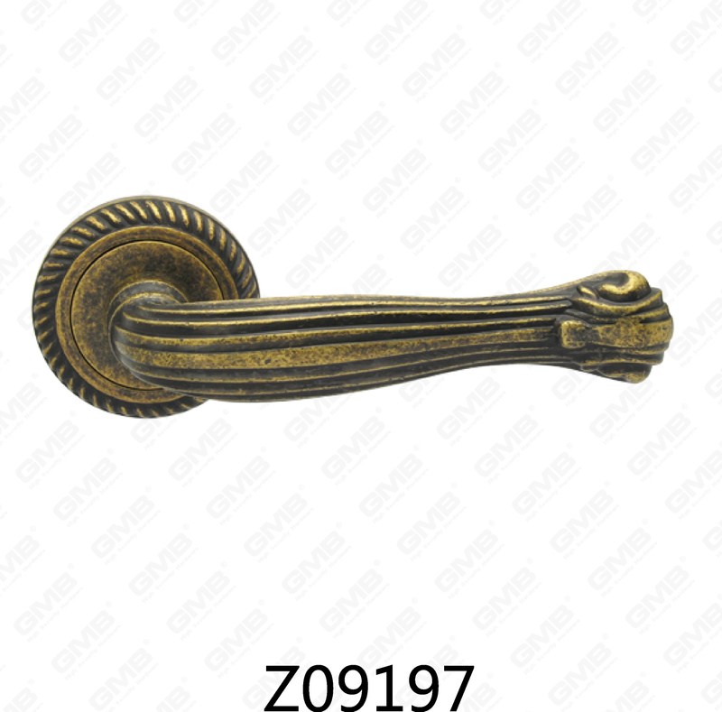 Zamak Zinc Alloy Aluminum Rosette Door Handle with Round Rosette (Z09197)