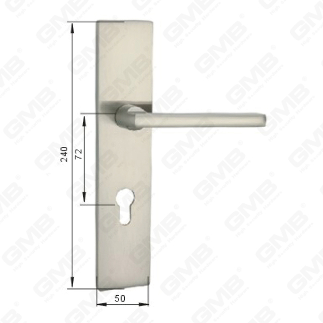 Door Handle Pull Wooden Door Hardware Handle Lock Door Handle on Plate for Mortise Lockset by Zinc Alloy or Steel Door Plate Handle (L201-Z25-N)