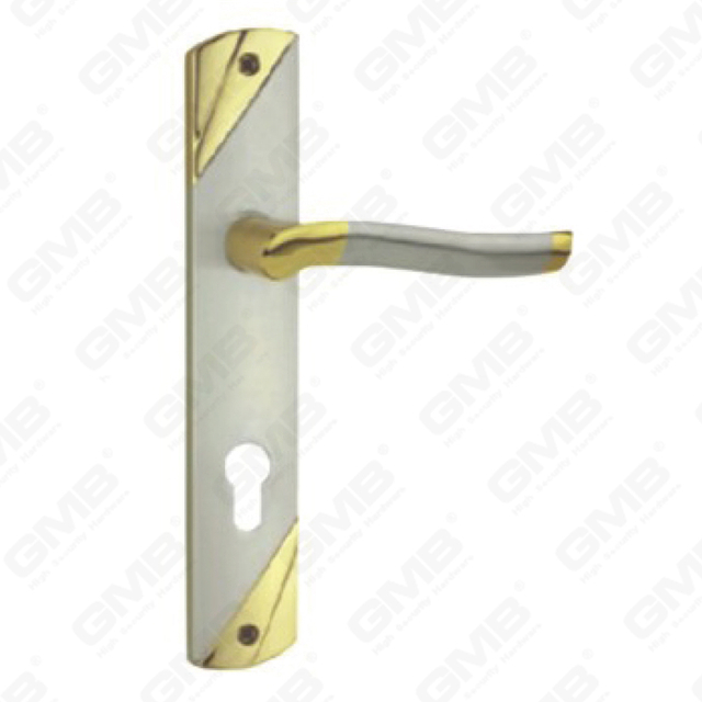 Door Handle Pull Wooden Door Hardware Handle Lock Door Handle on Plate for Mortise Lockset by Zinc Alloy or Steel Door Plate Handle (L840-H175-SN&GP)