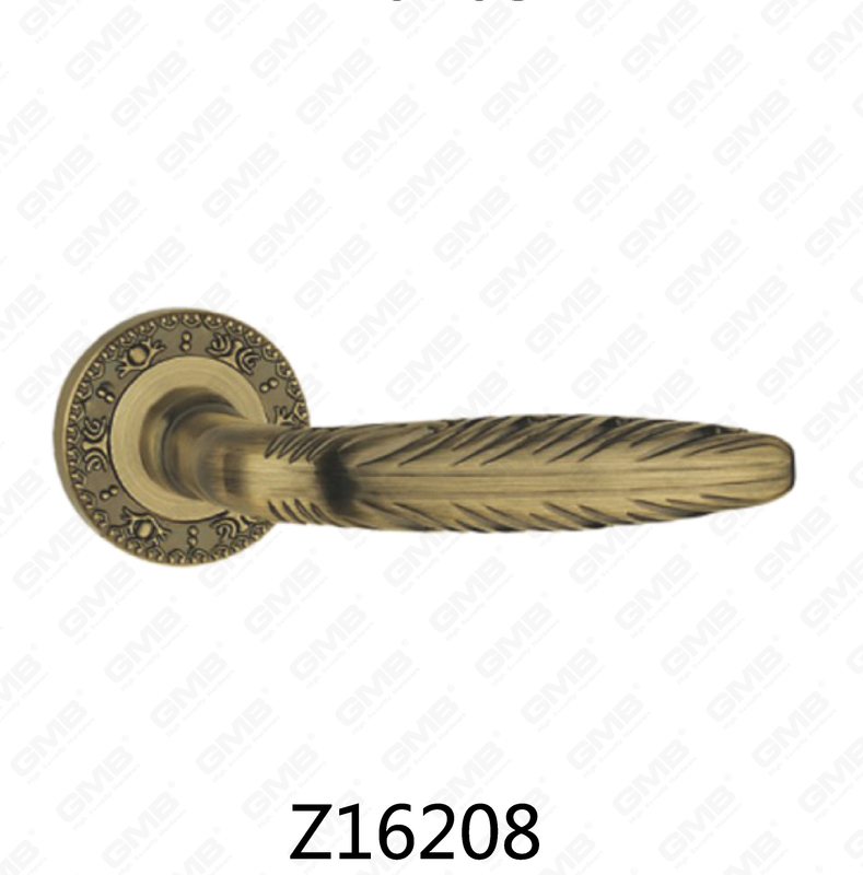 Zamak Zinc Alloy Aluminum Rosette Door Handle with Round Rosette (Z16208)