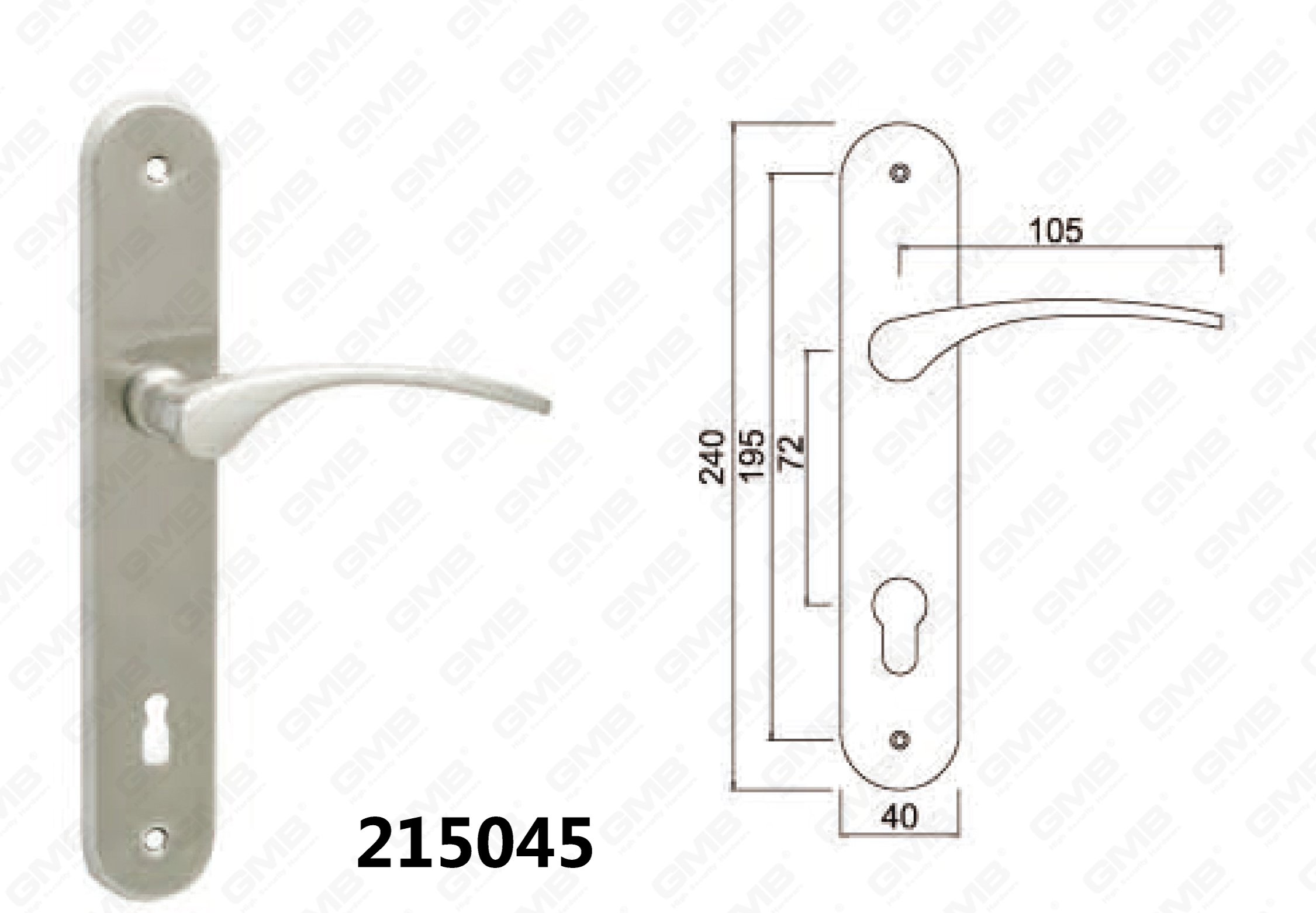 215045 Handle Lock Door Handle on Plate 