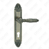 Door Handle Pull Wooden Door Hardware Handle Lock Door Handle on Plate for Mortise Lockset by Zinc Alloy or Steel Door Plate Handle (L861-E08-AB)