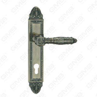 Door Handle Pull Wooden Door Hardware Handle Lock Door Handle on Plate for Mortise Lockset by Zinc Alloy or Steel Door Plate Handle (L861-E08-AB)