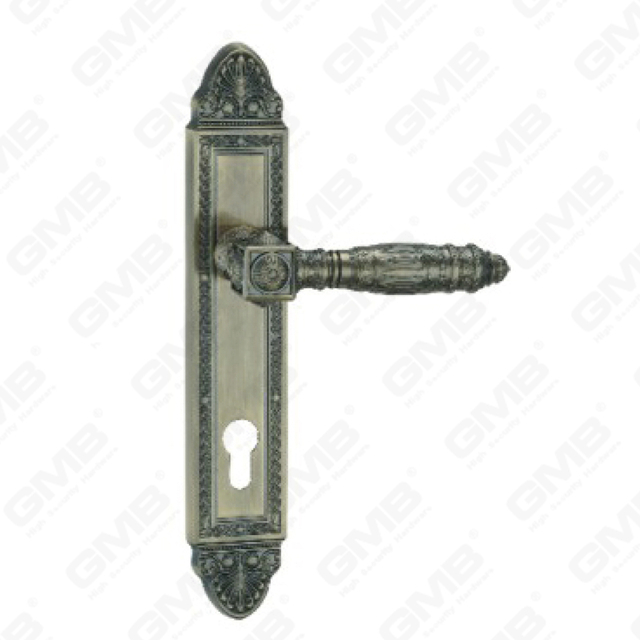Door Handle Pull Wooden Door Hardware Handle Lock Door Handle on Plate for Mortise Lockset by Zinc Alloy or Steel Door Plate Handle (L861-E08-AB)