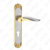 Door Handle Pull Wooden Door Hardware Handle Lock Door Handle on Plate for Mortise Lockset by Zinc Alloy or Steel Door Plate Handle (ZL90627-SN&GPB)