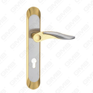 Door Handle Pull Wooden Door Hardware Handle Lock Door Handle on Plate for Mortise Lockset by Zinc Alloy or Steel Door Plate Handle (ZL90627-SN&GPB)
