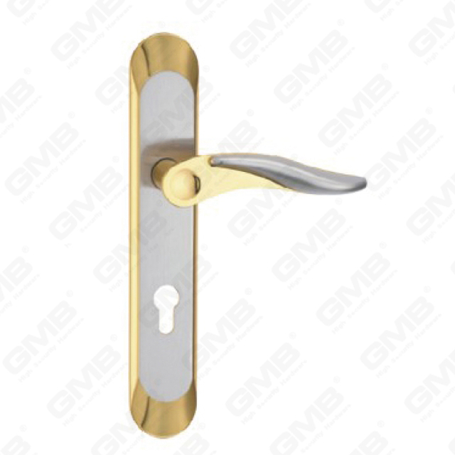 Door Handle Pull Wooden Door Hardware Handle Lock Door Handle on Plate for Mortise Lockset by Zinc Alloy or Steel Door Plate Handle (ZL90627-SN&GPB)