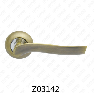 Zamak Zinc Alloy Aluminum Rosette Door Handle with Round Rosette (Z02142)