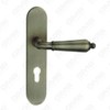 Door Handle Pull Wooden Door Hardware Handle Lock Door Handle on Plate for Mortise Lockset by Zinc Alloy or Steel Door Plate Handle (ZM583-E01-DAB)