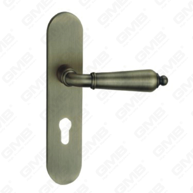 Door Handle Pull Wooden Door Hardware Handle Lock Door Handle on Plate for Mortise Lockset by Zinc Alloy or Steel Door Plate Handle (ZM583-E01-DAB)