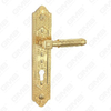 Door Handle Pull Wooden Door Hardware Handle Lock Door Handle on Plate for Mortise Lockset by Zinc Alloy or Steel Door Plate Handle (ZL963102-GPB)