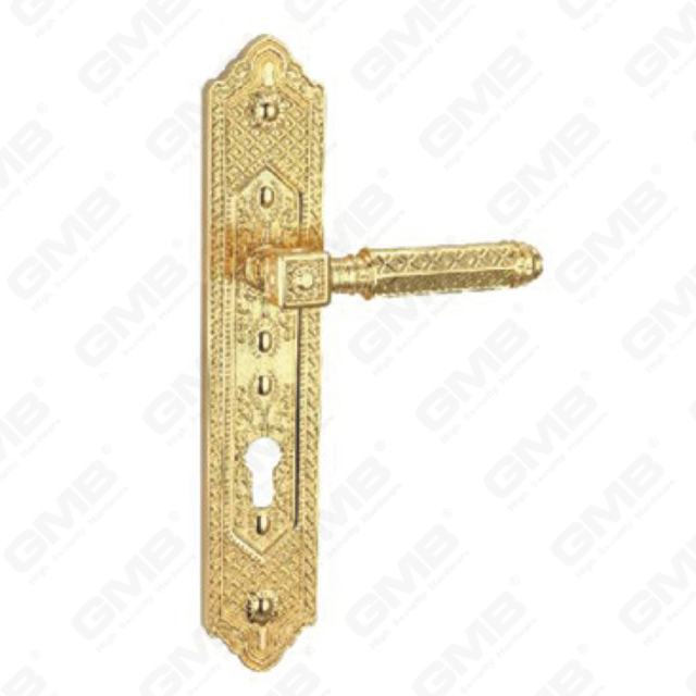 Door Handle Pull Wooden Door Hardware Handle Lock Door Handle on Plate for Mortise Lockset by Zinc Alloy or Steel Door Plate Handle (ZL963102-GPB)
