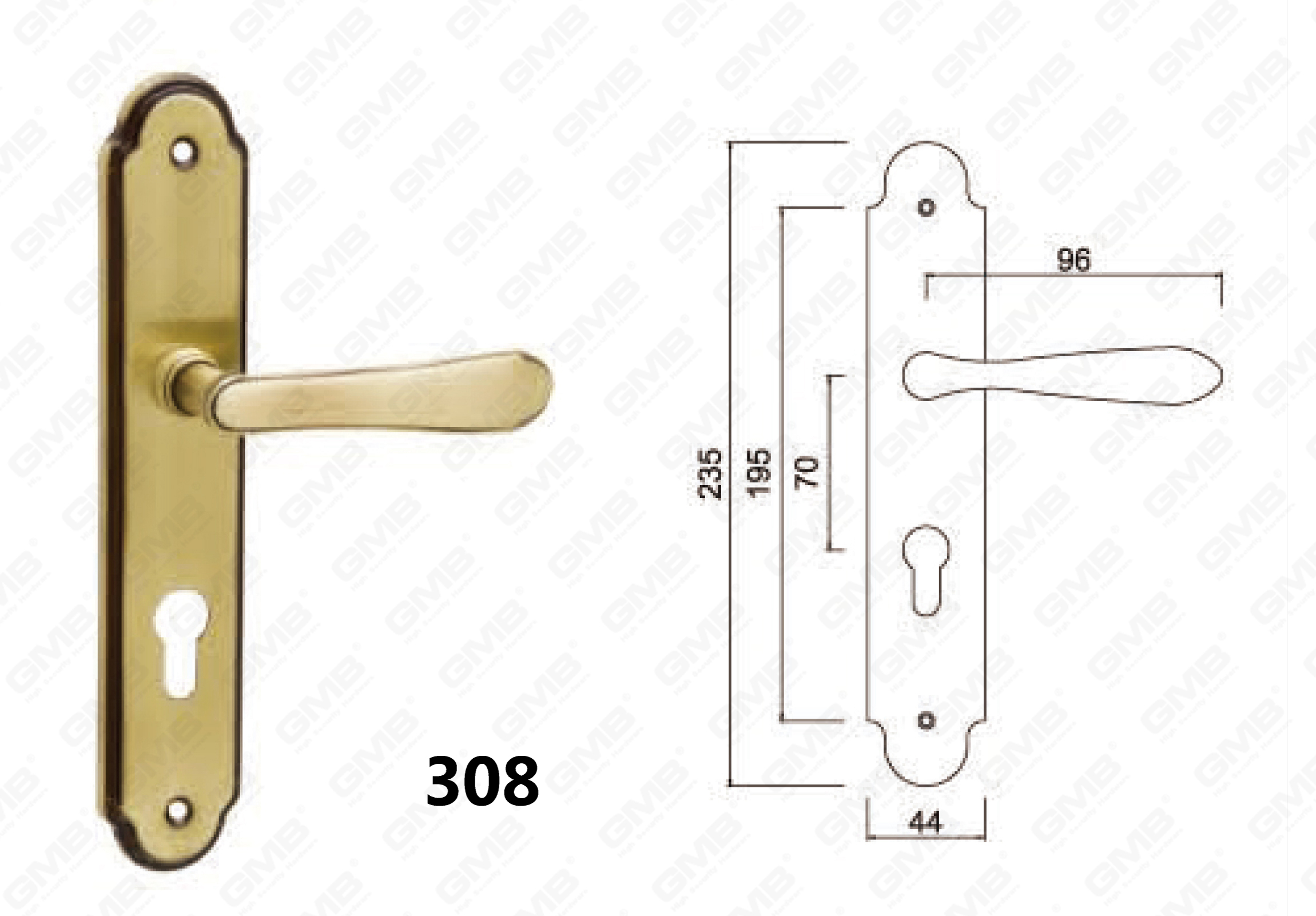 Mortise Lockset by Zinc Alloy Plate Handle