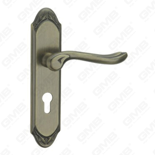 Door Handle Pull Wooden Door Hardware Handle Lock Door Handle on Plate for Mortise Lockset by Zinc Alloy or Steel Door Plate Handle (CM577-C100-DAB)