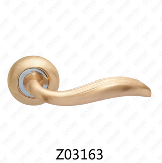 Zamak Zinc Alloy Aluminum Rosette Door Handle with Round Rosette (Z02163)