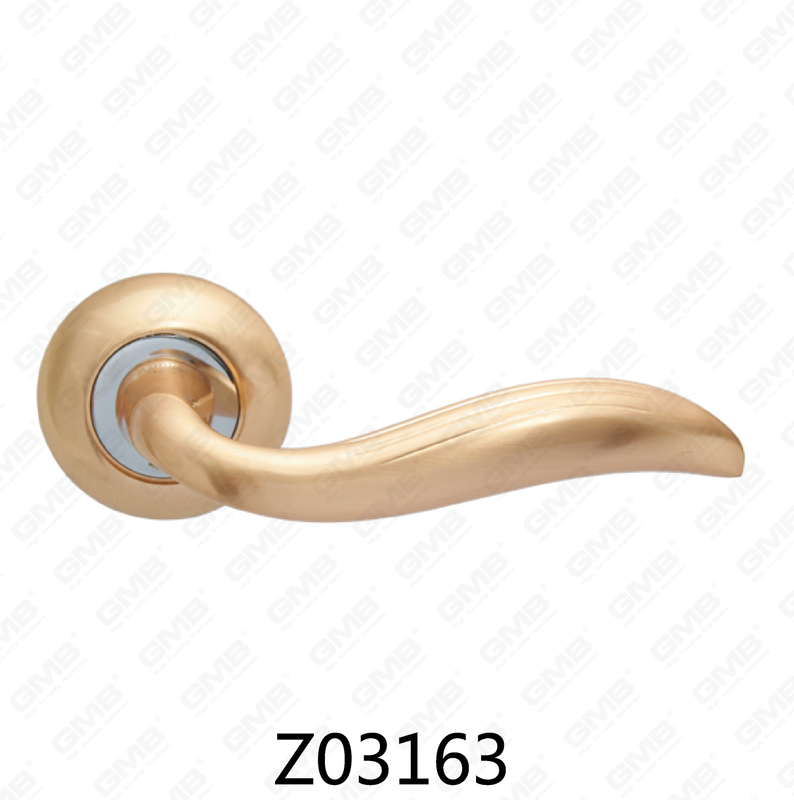 Zamak Zinc Alloy Aluminum Rosette Door Handle with Round Rosette (Z02163)