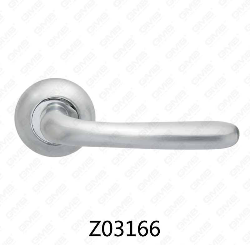 Zamak Zinc Alloy Aluminum Rosette Door Handle with Round Rosette (Z02166)