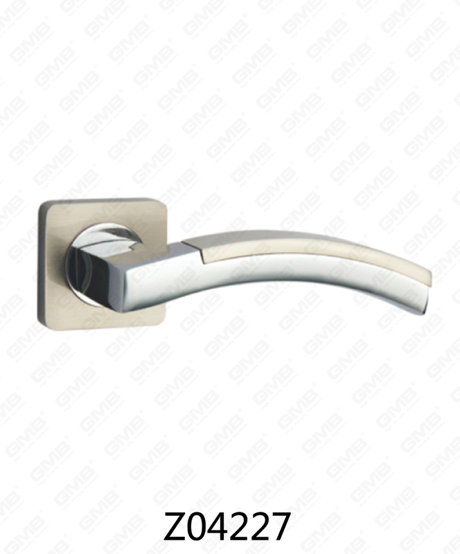 Zamak Zinc Alloy Aluminum Rosette Door Handle with Round Rosette (Z04227)