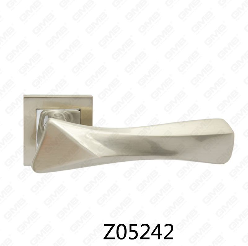 Zamak Zinc Alloy Aluminum Rosette Door Handle with Round Rosette (Z05242)