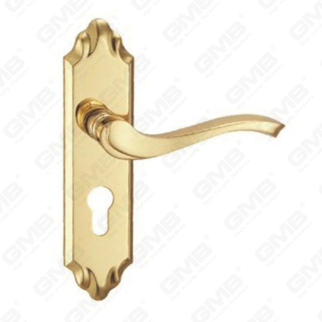 Door Handle Pull Wooden Door Hardware Handle Lock Door Handle on Plate for Mortise Lockset by Zinc Alloy or Steel Door Plate Handle (ZM61013-PVD)