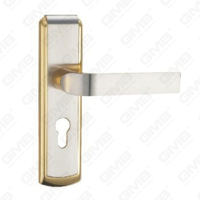 Door Handle Pull Wooden Door Hardware Handle Lock Door Handle on Plate for Mortise Lockset by Zinc Alloy or Steel Door Plate Handle (ZM63849-SN GPB)