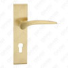 Door Handle Pull Wooden Door Hardware Handle Lock Door Handle on Plate for Mortise Lockset by Zinc Alloy or Steel Door Plate Handle (ZM80517-GSB)
