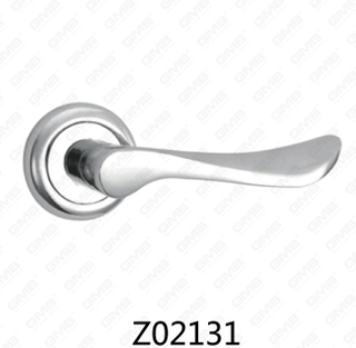 Zamak Zinc Alloy Aluminum Rosette Door Handle with Round Rosette (Z02131)