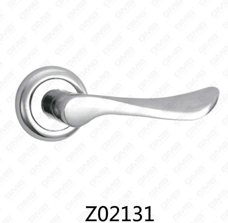 Zamak Zinc Alloy Aluminum Rosette Door Handle with Round Rosette (Z02131)