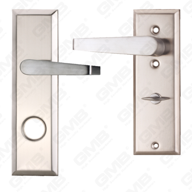 Brass Handles Wooden Door Hardware Handle Lock Door Handle on Plate for Mortise Lockset (B-PM115.94-SC)