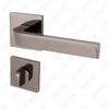 Modern Simple Solid Zinc Alloy Split Door Lock Handle on Square Rosette（Z072503）
